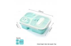 China Microwave Safe 3 Compartment Collapsible Silicone Bento Box With Fork supplier