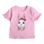 120CM 47in Girls Animal Short Sleeve Pink Bunny T Shirt Breathable For Girl for sale