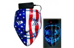China American Flag Pattern Halloween LED Face Mask 3 Flashing Modes supplier