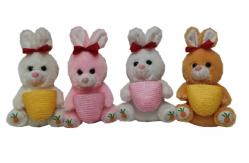 China PP Small Valentine'S 4 CLR Rabbits With Basket supplier