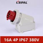 IEC 4 Pole IP67 380V 16A Industrial  Wall Mounted Plug Waterproof for sale