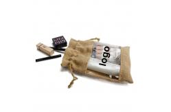 China Logo Customized Burlap Favor Bags Drawstring Christmas Bag With Clear Window supplier