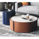 China Round Hotel Coffee Tables Italian Style  Light Luxurious PU Finish Tea Table for sale
