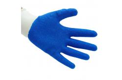 China Custom Logo Blue Crinkle Latex Nylon Safety Gloves Seamless Knitted Work Gloves supplier