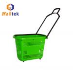Plastic HDPP Supermarket Basket With Wheels 45L Capacity for sale