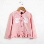 Spring Pink Color Children Girl Denim Jackets , Cute Jeans Coat For Girl for sale