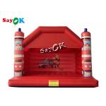 Fire Themed Printed Red Inflatable Bounce Trampoline For Kids Amusement Park for sale