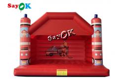 China Fire Themed Printed Red Inflatable Bounce Trampoline For Kids Amusement Park supplier