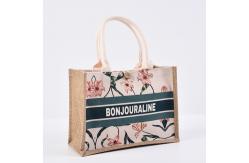 China Personalized Natural Canvas Printed Jute Bags Burlap Tote Bag supplier