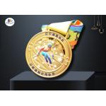 Round Stock Medals For Skiing Events Imitation Gold Plating Colorful Printing In Relief Of Skater Figure for sale