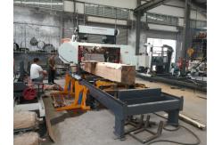 China Hydraulic Horizontal Band Saw Log Cutting Sawmill with log rotation and loader supplier