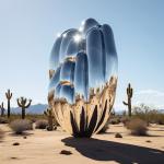 Giant Mirror Stainless Steel Outdoor Cactus Sculpture for Public Park Decoration for sale