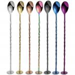 Stainless Steel 304 Bar Cocktail Stirring Spoons Long Handle Bar Spoon For Bartender for sale