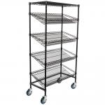 Supermarket 5 Tier Slanted Wire Shelving / Black Wire Shelf Unit 18 D X 36 W for sale