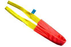China Polyester Duplex Webbing Slings , Yellow 3 Ton Flat Eye Sling For Crane supplier
