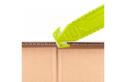 China Plastic Handle Material Safely Compact 15g Box Carton Opener Cutter with Hidden Blade supplier