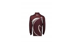 China 180GSM Lapel Collar Long Sleeve Men Burgundy Shirt With Buttons Sublimation Printing supplier