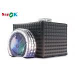 Black + Silver Color Inflatable Photo Booth Tent With LED For Party for sale