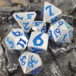 Glow In The Dark Dice Hand Carved Manual Grinding Polyhedral Dice Sets Silver Blue for sale