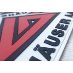 Red And White Embossed Silicon Badges Customized Soft Rubber Logos PVC Patches