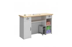 China Small Nail Salon Front Desk White Wooden 1000Hmm Reception Counter Table supplier