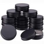 250g Metal Cosmetic Jar Black Silver Gold Round Aluminium Tins 8.8oz for sale