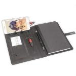 Custom Pu Leather Led Logo Multifunctional High End Luxutr Hardback Wireless Charging Smart Notebook With Powerbank for sale