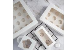China Food Grade White Cake Cardboard Box Trays With Window Hole Holders Insert supplier