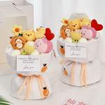 Unique Children's Day Gifts Plush Doll Flower Bouquets with Adorable Little Bear and Variety of Flowers for sale