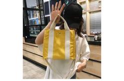 China Collapsible Crossbody 50cm Handle Printed Canvas Shopping Bags supplier