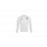 180GSM Lapel Collar Men White Long Sleeve T Shirt With Buttons And Embroidery for sale