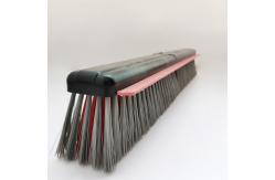 China Steel Long Push Broom 60cm Deck Floor Scrub Brush With Rubber supplier
