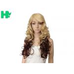 Dark Blonde Long Synthetic Wigs Normal Lace Natural Curly Fiber for sale