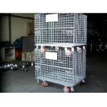 Material Handling Stackable Wire Container With Castors Warehouse Storage Cages for sale