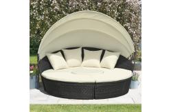 China KD Round Wicker Outdoor Rattan Daybed In All Weather With 4pcs Pillow supplier