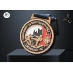 Customised 3D Relief Soft Enamel Metal Award Medals Antique Copper Plating With Black Woven Ribbon Championnat Medailles for sale