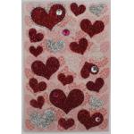 DIY Crystal Sparkly Heart Shaped Stickers , Kids Red Glitter Heart Stickers for sale