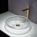 Bathroom Wash Basin Bowl Above Counter 450mm Crystal Clear Artistic for sale