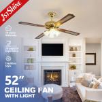 Fancy Luxury 52 Inches Ceiling Fan with 4 MDF Blades and 4 Light Kits in Gold Finish for sale