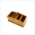 portable bamboo office desk organizer with handle for sale