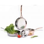 Thickness 2.2-3.0mm,4Pcs Tri-ply Copper cookware pan SHXYY-02-1,,milk pot and frypan for sale