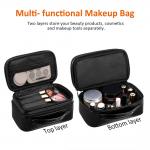 Multifunctional PU Leather Zippered Cosmetic Bag With Brush Compartment for sale