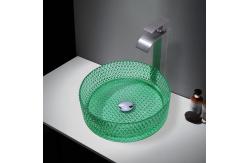 China Modern 1 Hole Glass Wash Basin With Mounting Hardware Bathroom Sink Vessel supplier