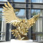 Stainless Steel Falcon Sculpture with Gold Plating Finish for Home Decoration for sale