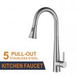 stainless steel Pull Out Black Single Hole Kitchen Faucet Mixer Hot Cold Brushed for sale