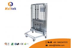 China Collapsible Storage Roll Container Trolley Save Space Open Wire Mesh Design supplier