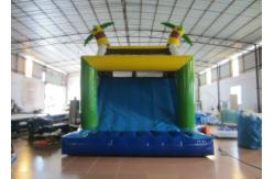 China White Shark Inflatable Obstacle Courses Silk Printing 14 X 4m With Palm Trees supplier
