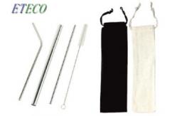 China Juice Drinking Short Reusable Straws , Green Metal Bent Straws Buffer Polishing supplier