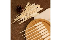 China Customized 9cm Disposable Barbeque Bamboo Paddle Picks Flat Top supplier
