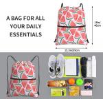 Watermelon Drawstring Gym Backpack Bag Waterproof For Men Women With Pockets